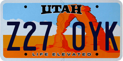 UT license plate Z270YK