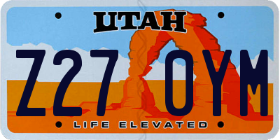 UT license plate Z270YM