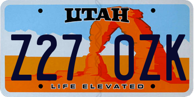 UT license plate Z270ZK