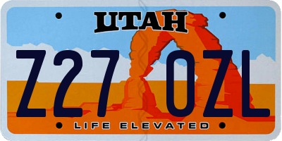 UT license plate Z270ZL