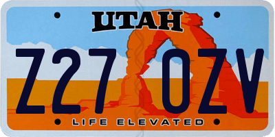 UT license plate Z270ZV