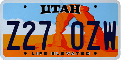 UT license plate Z270ZW