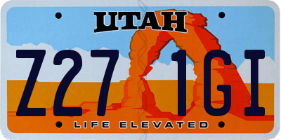UT license plate Z271GI