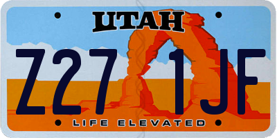 UT license plate Z271JF
