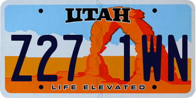 UT license plate Z271WN