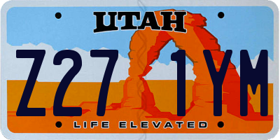 UT license plate Z271YM