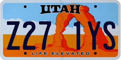 UT license plate Z271YS