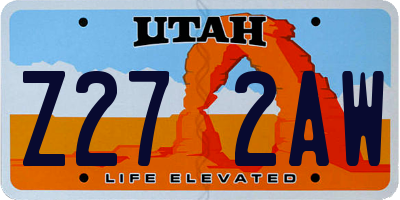 UT license plate Z272AW