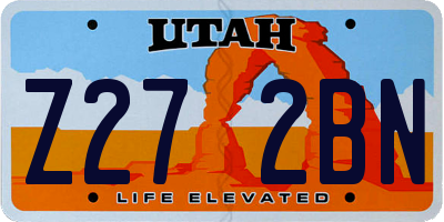 UT license plate Z272BN