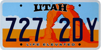 UT license plate Z272DY