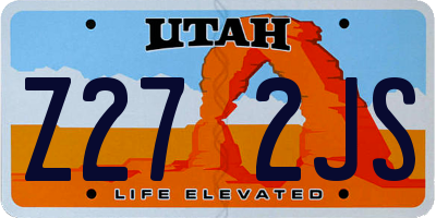 UT license plate Z272JS