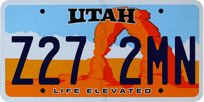 UT license plate Z272MN