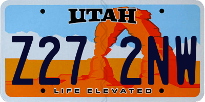 UT license plate Z272NW