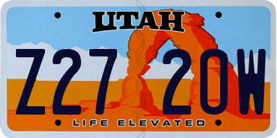 UT license plate Z272OW