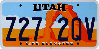 UT license plate Z272QV