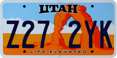 UT license plate Z272YK
