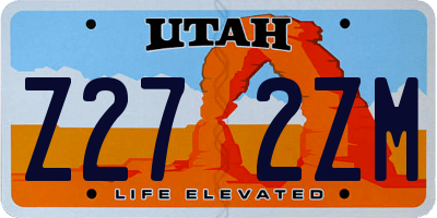 UT license plate Z272ZM