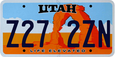 UT license plate Z272ZN