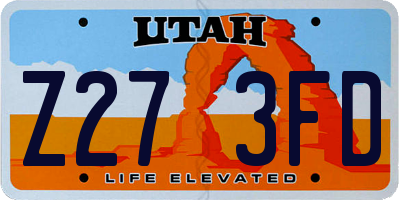 UT license plate Z273FD