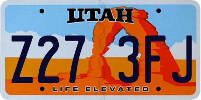 UT license plate Z273FJ