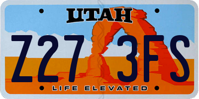 UT license plate Z273FS