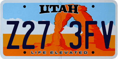 UT license plate Z273FV