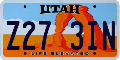 UT license plate Z273IN