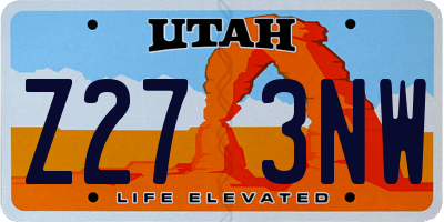 UT license plate Z273NW
