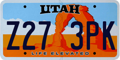 UT license plate Z273PK