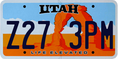 UT license plate Z273PM