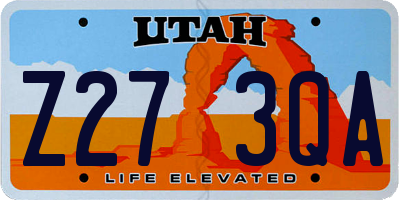 UT license plate Z273QA