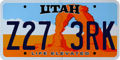 UT license plate Z273RK