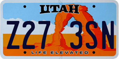 UT license plate Z273SN