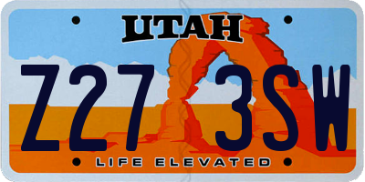UT license plate Z273SW