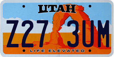 UT license plate Z273UM