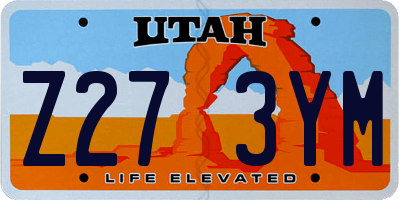 UT license plate Z273YM