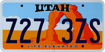 UT license plate Z273ZS