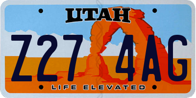 UT license plate Z274AG