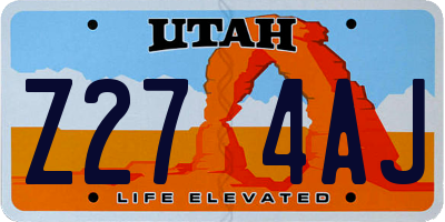 UT license plate Z274AJ