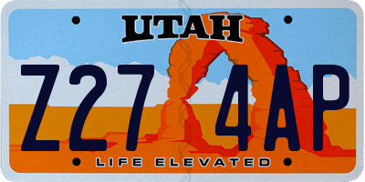 UT license plate Z274AP