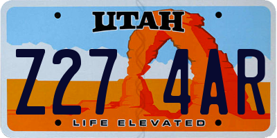 UT license plate Z274AR
