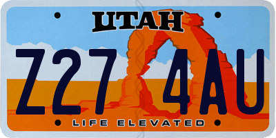 UT license plate Z274AU