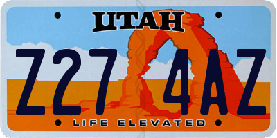 UT license plate Z274AZ
