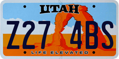 UT license plate Z274BS