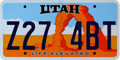 UT license plate Z274BT