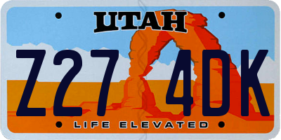 UT license plate Z274DK