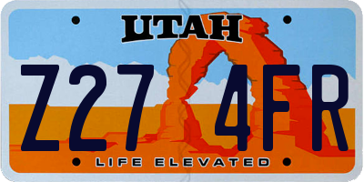 UT license plate Z274FR