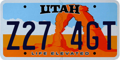 UT license plate Z274GT