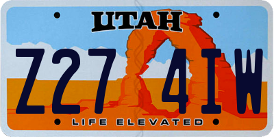 UT license plate Z274IW