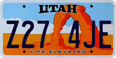 UT license plate Z274JE